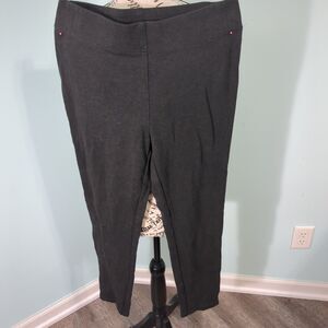 Kim Rogers Womens Gray Elastic Waist Straight Leg Pull On Dress Pant medium